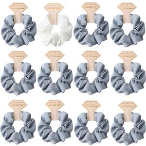 Set of 12 scrunchies (1 white, 11 blue) for weddings, bridal, bachelorette party